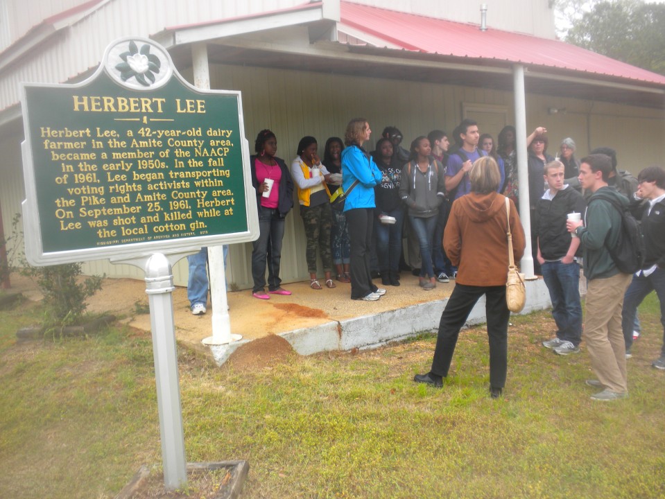 At the site of the murder of Herbert Lee, Liberty, Miss.